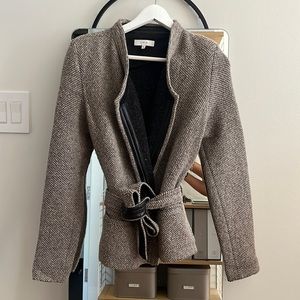 IRO jacket bouclé wool and leather detail